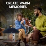 Fire Sense 01471 Fire Pit Bessemer Rolling Patio Fireplace Wooden Bonfire Porcelain Enamel Wood Burning with Wheels & Handle Grip for Outdoor Entertaining - Black & Silver - 28" - Image 7