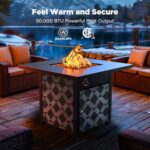 Ciays 32Inch Propane Fire Pit Table, 50,000 BTU Outdoor Gas Fire Pit Table CSA-Certified for Outside Patio with Removable Lid and Lava Rocks, Smoke-Free Burning, Parties, Backyard, Garden - Image 2