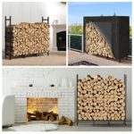 4ft Outdoor Firewood Rack with Cover Combo Set Waterproof for Wood Storage, Adjustable Fire Log Stacker Stand, Heavy Duty Firewood Holder for Fireplace Metal Lumber Storage Carrier Organizer - Image 3