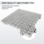 12 Pack 12" x 12" Interlocking Rubber Bathroom Flooring Tiles Non-Slip Splicing Waterproof Mat Modular Interlocking Cushion Mat for Drain, Deck, Pool, Patio, Balcony, Shower, Kitchen, Yard (Gray) - Image 3
