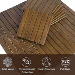 MCombo 10 Pieces Patio Wood Deck Tiles 12 x 12 inches, Interlocking Flooring Oiled Finish for Outdoor, Balcony and Backyard (Light Brown) - Image 2