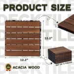 VICTORY RELAX Acacia Wood Flooring Interlocking Deck Tiles for Patio Decor 9 Pcs 6 Slats VR Brown - Waterproof Indoor & Outdoor Decor - Balcony Garden Decking Tile (12.24 * 12.24 * 0.75 inches) - Image 2