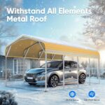 Quictent 12x20 ft Metal Roof Carport Kits Hard Top Garage Heavy Duty Steel Car Canopy, White - Image 3