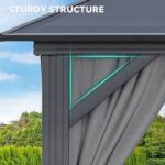 YITAHOME 10x10ft Polycarbonate Gazebo Hardtop Outdoor Canopy with Netting and Shaded Curtains, Aluminum Frame Garden Tent for Patio, Backyard, Deck and Lawns - Image 6