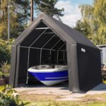 KING BIRD 13X20FT Heavy Duty RV Carport - 12.3FT Ultra High Peak Anti-Snow Outdoor Storage Shed Shelter for Full-Size Trucks/SUVs with Roof Racks, Boats. Garage Car Canopy-Dark Gray