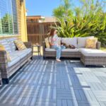 48 Pack Plastic Interlocking Deck Tiles, 10"x10" Patio Flooring Waterproof Outdoor Indoor Flooring Deck Tiles All Weather Use, Patio Floor Decking Tiles for Porch Poolside Balcony Backyard, Dark Grey - Image 4