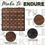 VICTORY RELAX Acacia Wood Flooring Interlocking Deck Tiles for Patio Decor 9 Pcs 6 Slats VR Brown - Waterproof Indoor & Outdoor Decor - Balcony Garden Decking Tile (12.24 * 12.24 * 0.75 inches) - Image 5