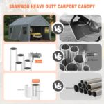 Car Ports 12x20 Heavy Duty,Carports with Sidewalls,Carport Canopy All Weather,Gray - Image 5