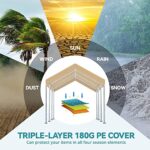Rutile 10'x20' Carport Canopy ONLY Tent Garage Replacement Top Tarp Car Shelter Cover w/Ball Bungees Beige (Only Top Cover, Frame is not Included) - Image 6