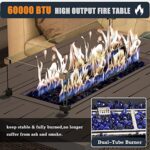 KHOLH 44 Inch Propane Gas Fire Pits Table for Outside Patio, 60000 BTU Rectangular Outdoor Wicker Rattan Fire Pit with Glass Wind Guard - Image 3