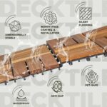 VICTORY RELAX Acacia Wood Decking Tiles 27PCS - Easy Snap Interlocking Deck Tiles for Patio Poolside Balcony Decor - All Weather Waterproof Flooring for Indoor & Outdoor (Round Joints) - Image 4