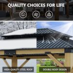 Howsvn 13x15FT Wood Gazebo,Outdoor Wooden Gazebo with Galvanized Steel Double Roof, Hardtop Gazebos for Garden, Patio, Deck, Backyard - Image 5
