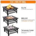 Yaheetech Multifunctional Fire Pit Table 32in Square Metal Firepit Stove Backyard Patio Garden Fireplace for Camping, Outdoor Heating, Bonfire and Picnic - Image 6