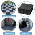 12” x 12” Drainage Interlocking Floor Tiles, 12 Pack Non-Slip Pool Deck Drain Tiles for Flooring, Soft PVC Splicing Modular Cushion Mats, Rubber Floor Tiles with Holes for Shower Basement Garage Shed - Image 6