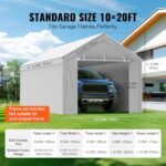 VEVOR Carport Replacement Canopy Cover Top + Side Wall 10 x 20 ft, Garage Tent Shelter Tarp Heavy-Duty Waterproof & UV Protected, Easy Installation with Ball Bungees,Grey (Frame Not Included) - Image 4