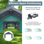 GREEN PARTY Carport, 13'x24' Extra Large Heavy Duty Carport with Roll-up Windows, Waterproof & 12 Legs Car Canopy Portable Garage Shelter with Removable Sidewalls & Doors for Car, Truck, SUV, Boat - Image 5