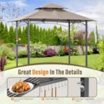 SUNCROWN Outdoor Grill Gazebo 8 x 5, Patio Double Tiered BBQ Canopy w/Air Vent, Gazebo Canopy with 8 Hook Tools for Barbecue Picnic Garden, Backyard, Poolside -Brown - Image 5