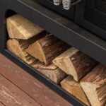 Deko Living 70 Inch Rectangular Outdoor Steel Woodburning Fireplace with Side Tables - Integrated Log Storage and Log Poker - Image 6