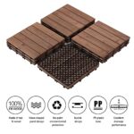 Yaheetech 33pcs Interlocking Patio Deck Tiles 12 x 12in Wood Floor Tiles Wooden Flooring for Patio Garden Deck Poolside, Brown - Image 4