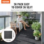 VEVOR Interlocking Deck Tiles, 36 Pack,11.6"x11.6" 36 sq. ft Plastic Waterproof Outdoor Flooring All Weather Use, Patio Floor Decking Covering Tiles for Porch Poolside Balcony Backyard, Dark Grey - Image 2