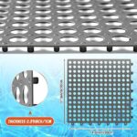 Tinideya 24 Modular Interlocking Floor Mat Rubber Tiles 12"x12" Drainage Interlocking Tiles Drain Holes Non-Slip Drainage Mats for Pool, Kitchen, Shower, Patio Pet Areas (Gray) (Round) - Image 3