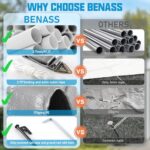 Benass 12x20 Carport, Heavy Duty Carport Canopy Garage with Removable Sidewalls and Drive Through Roll Up Zipper Doors & Side Doors, Grey - Image 4