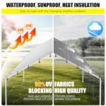 DWALE 10 x 20 Ft Carport,Replacement Canopy Cover Garage Top Tent Shelter Tarp,Grey with 48 Ball Bungee Cords Waterproof & UV Protected (Only Tarp Cover, Frame Not Include) - Image 4