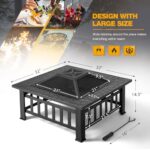 Devoko Outdoor Fire Pit, 32 Inch Firepit Table Metal Outdoor Fireplaces with Waterproof Cover for Outside Patio Camping (Black) - Image 5