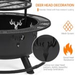 Yaheetech 32in Fire Pit Outdoor Wood Burning Firepits Outdoor Fireplace with 18.5 Inch Swivel Cooking Grill Grate & Poker Fire Bowl for Camping, Backyard, BBQ, Garden, Bonfire - Image 5