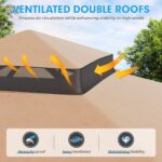 SUNCROWN 10 x 10 FT Outdoor Gazebo for Patio Iron Frame Garden Permanent Gazebo with Vented Soft Canopy and Mosquito Netting, Khaki - Image 8