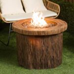 Alpine Corporation GXT962 Rustic Wood Look Fire Pit 50K BTU Gas with Adjustable Flame, Natural Décor for Lawn & Patio, 24" H, - Image 15