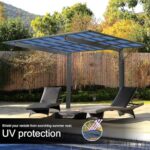 Outdoor Carport, 17.44FT*9FT*11FT Single Carport Aluminum Metal e and Polycarbonate Panels Car Port for Outdoor Driveway Car, Truck - Image 3
