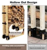 Fiwithy Outdoor Firewood Rack Bracket Kit with 4 Support Bars for Fire Wood Pile Storage, Heavy Duty DIY Fireplace Log Stacking Stand Holder for 2x4 lumber, Black, 1 Pair - Image 5