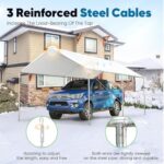 Quictent 10x15 ft Heavy Duty Car Canopy Galvanized Frame Carport Outdoor Party Tent Boat Shelter with 3 Reinforced Steel Cables - White - Image 5