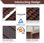 PrimeZone 54 PCS Plastic Interlocking Patio Deck Tiles - 12" x 12" Waterproof Indoor Outdoor Flooring, Patio Floor Decking for Balcony, Backyard, Garden & Poolside, All Weather Use, Dark Brown - Image 4