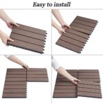 Sunnygalde 12"x12" Wood Plastic Interlocking Flooring Tiles 4-Slats Straight Pattern Interlocking Deck Tiles for Patio,Balcony, Porch, Backyard（6 PCS） - Image 3
