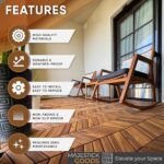 Majestick Goods Interlocking Deck Tiles 12"x8" Herringbone 6 Sq Ft - Acacia Wood Patio Tiles for Outdoor Flooring, Porch & Balcony - Non-Slip Wooden Tile Pavers - Easy to Install, 8 Tiles, 2 Edges - Image 8