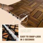 10 pcs Premium Acacia Wood Interlocking Decking Tiles – 12x12x0.9in Weatherproof Patio Flooring Outdoor – Interlocking Deck Tiles for Balcony, Backyar & Poolside, All-Weather Use (Golden Teak Finish) - Image 4