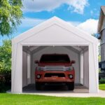 Quictent 10x20 ft Heavy Duty Carport Canopy Galvanized Car Tent Outdoor Garage Boat Shelter with Reinforced Structure with Roll-up Ventilated Windows Sidewall - White - Image 8