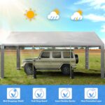Jocoevol Carport 10x20 ft Heavy Duty with Roll-up Windows, Portable Garage with Removable Sidewalls & Doors, Car Canopy with Sandbags All-Season Tarp for Car Boat Truck Motorcycle - Image 4