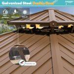 EROMMY 10' x 10' Hardtop Gazebo, Aluminum Frame Gazebos with Galvanized Steel Double Roof, Permanent Outdoor Metal Pavilion with Curtain and Netting for Patio, Lawn, Deck - Image 3