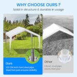 Carport 12x20 Heavy Duty Portable Garage,Galvanized Frame Carport Canopy,Portable Garages and Shelters with 8 Leg&4 Wind Rope,Car Tent Garage with All-Season Tarp for Boat Truck,Without Sidewall - Image 6