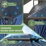 12' x 20' Hardtop Gazebo,Outdoor Galvanized Steel Metal Double Roof Gazebo with Curtains and Netting for Patios, Gardens, Lawns,Navy Blue - Image 5