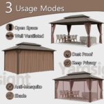 Yardsight Hardtop Gazebo 10' x 10', Outdoor Aluminum Frame Galvanized Steel Double Roof Pavilion with Netting and Shaded Curtains, Permanent Metal Pergolas for Patio, Backyard, Deck and Lawns. - Image 4