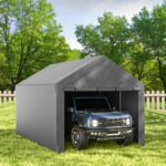 Carport 10x20ft Heavy Duty Canopy Storage Shed,Portable Garage Party Tent,Portable Garage with Removable Sidewalls & Doors All-Season Tarp for Car,Truck,Party SNC24# (N/BG)