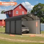 Benass 10x15 Metal Carport, Galvanized Steel Roof Car Port with Remvoable Polyethylene Sidewalls - Image 2