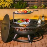 36 Inch Fire Pit with 2 Cooking Grills,Outdoor Wood Burning BBQ Firepit with Lid, 3-in-1 Outdoor Fire Pit for Backyard Deck Bonfire Patio Picnic(Black) - Image 2