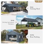 Sophia & William Carport Storage Shed 13x24 ft Portable, Heavy Duty Car Port Canopy Garage Shelter with Sidewalls and Roll Up Doors for Automobile Boat Motorcycle Bike, Gray - Image 5