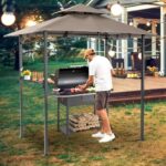 SUNCROWN Outdoor Grill Gazebo 8 x 5, Patio Double Tiered BBQ Canopy w/Air Vent, Gazebo Canopy with 8 Hook Tools for Barbecue Picnic Garden, Backyard, Poolside -Brown - Image 3