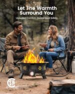 AMADA HOMEFURNISHING 19″ Propane Fire Pit with Grill Grate, 58,000 BTU, Folding Legs, Propane Tank Holder, Cover, and Carry Strap, No Ignition Needed, Easy Flame Adjustment, Portable - Image 2